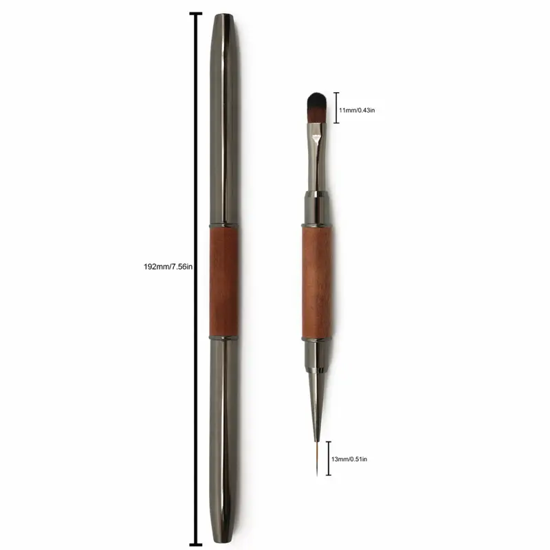 Builder Gel Nail Brush 2in1 - Wood Handle & Black Tip - Dual-Function Nail Art Tool
