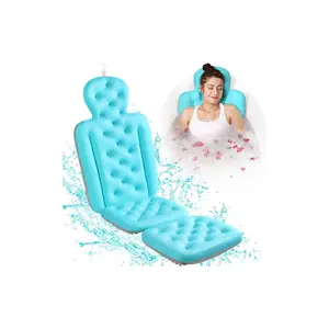 Full Body Bath Pillow for Bathtub, Thick Bathtub Cushion with Laundry Bag, Luxury Tub Pillow for Bath for Headrest Neck and Back Support Ocean Blue 51" x 16"