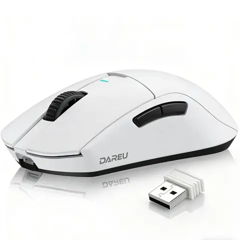 Dareu A950GM Cordless Ergonomic Lightweight Modern Gaming Mouse - 60g Esports Grade, PAW3395 26000 DPI Optical Sensor, Triple Mode BT/2.4G/Wired Multi-Device, 500mAh Fast Charge 125H Battery, PBT Buttons, 100M Clicks, for Students (TikTok Shop), Cordless