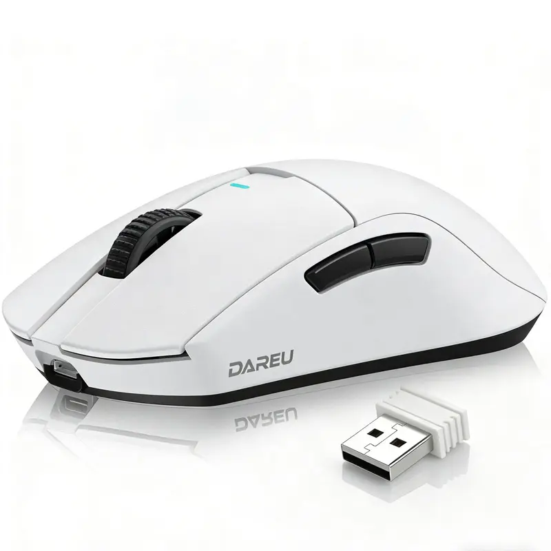 Dareu A950GM Cordless Ergonomic Lightweight Modern Gaming Mouse - 60g Esports Grade, PAW3395 26000 DPI Optical Sensor, Triple Mode BT/2.4G/Wired Multi-Device, 500mAh Fast Charge 125H Battery, PBT Buttons, 100M Clicks, for Students (TikTok Shop), Cordless