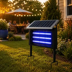 USB Rechargeable 3 LED Solar Bug Zapper, Hanging Standing Outdoor Lamp for Patio Backyard Camping Garden