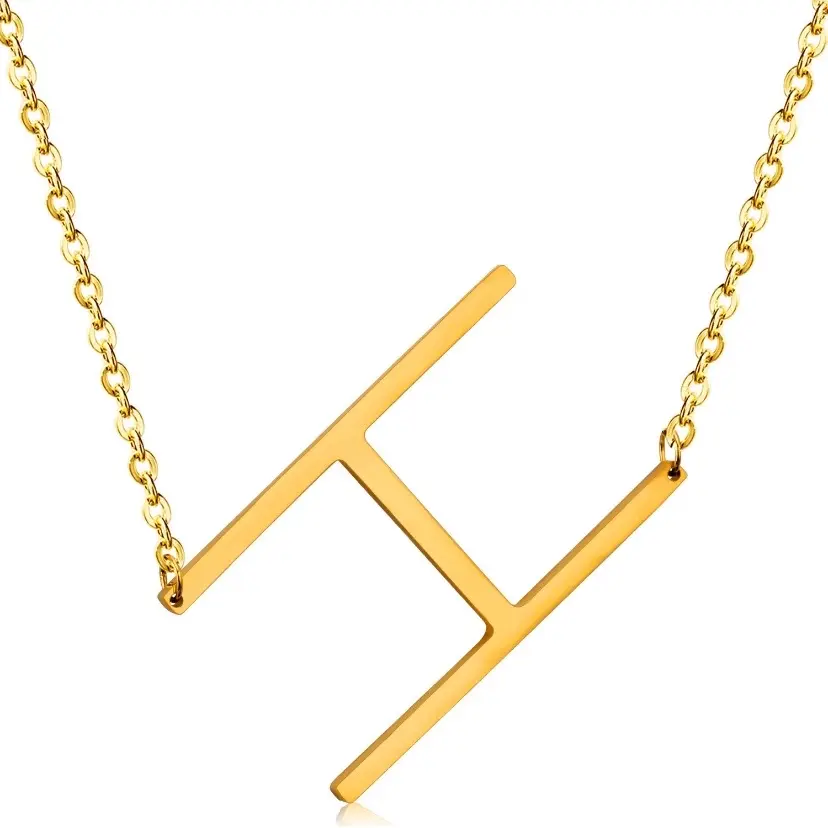 H sideways necklace Female Anniversary Birthday Engagement Metal Coating