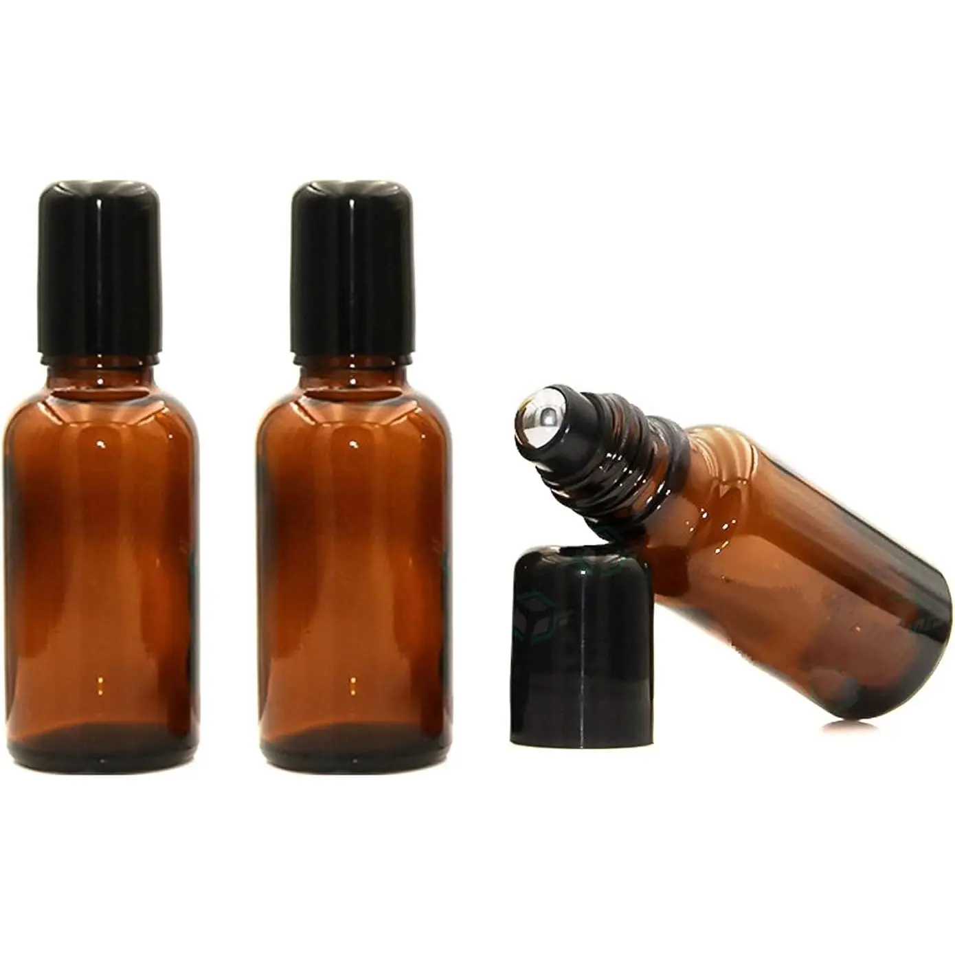 3 count 20ML  Glass Empty Refillable Roll- Bottles with Stainless Steel Roller Ball and Black Cap Essential Oil Perfume Eye  Fluid  Containers Dispense Sample Vials for Beauty