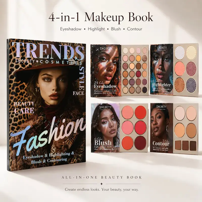 Compact Full Face Makeup Kit - Multi-Feature Makeup Palette with Matte & Shimmer Eyeshadow, Blush, Highlighter, Contour