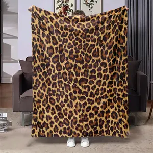 Leopard Print Soft Blanket, 1 Count Soft Comfortable Throw Blanket, Warm Napping Blanket For Home Office Travel Camping summervibes