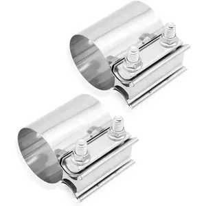 2PCS Exhaust Clamp,Stainless Steel Lap Joint Band Clamp Muffler Clamp,Universal Copper Pipe Repair for Fastening Most Car Accessories Pipelines (2.5 inch)