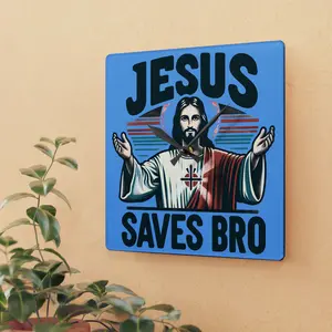 Jesus Saves Bro Acrylic Wall Clock Humorous Christian Home Decor Faith-Based Wall Mounted Clock Battery Operated Stylish Jesus Clock Gift