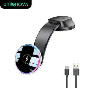 UNIQNOVA Magnetic Wireless Car Charger Mount 15W Compatible with MagSafe, Dashboard Car Phone Holder for iPhone 16/15/14/13/12 series