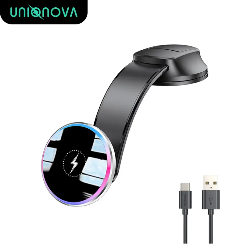 UNIQNOVA Magnetic Wireless Car Charger Mount 15W Compatible with MagSafe, Dashboard Car Phone Holder for iPhone 16/15/14/13/12 series