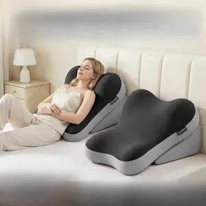 Ergonomic mattress pillow, adjustable memory cotton backrest for reading, 2-piece split support pillow for bed rest, anti slip waist and neck pads, suitable for home office and relaxation