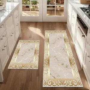 Luxury Marble Kitchen Mats Set, Washable Long Strips for Laundry Room, Living Room, Bedroom, Porch, Balcony Decor, Home Decor Rugs