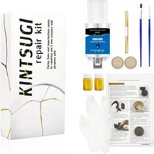 Kintsugi Repair Kit Gold, Japanese Kintsugi Kit to Improve Your Ceramic, Repair Your Meaningful Pottery with Gold Powder Medium, Perfect for Beginners Restoring Meaningful Gifts