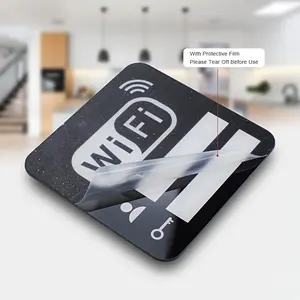1Pc Black Acrylic WiFi Password Sign - Aesthetic Guest Room Decor & Self-Adhesive Wall Decal For Airbnb & Home