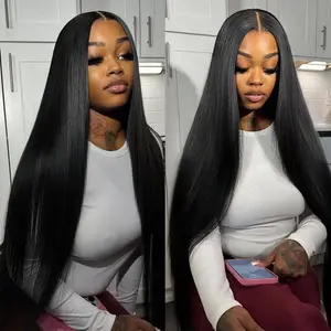 Bling Hair Bone Straight 13X6 HD Transparent13x4 Lace Front Wigs For Women Natural Black Human Hair Lace Frontal Wig Pre Plucked Hairline 180 Density