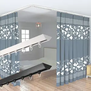 Flexible 9.75 FT Bendable Curtain Track Ceiling,Mounted Straight Curved Ceiling Track Set Installation for Windows Curtain Room Divider - 3 Meter White