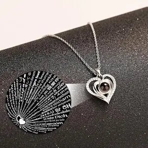 I Love You Necklace for Mom Daughter Girlfriend in 100 Languages Projection Necklace Valentine's Thanksgiving Gift