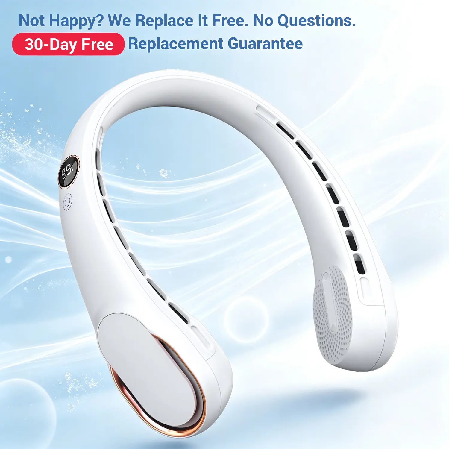 Portable Wearable Bladeless Neck Fan - Lightweight U-Shaped, 5-Speed Adjustment, Digital Display, 360° Cooling, Silent Operation for Summer Travel, Outdoor Activities