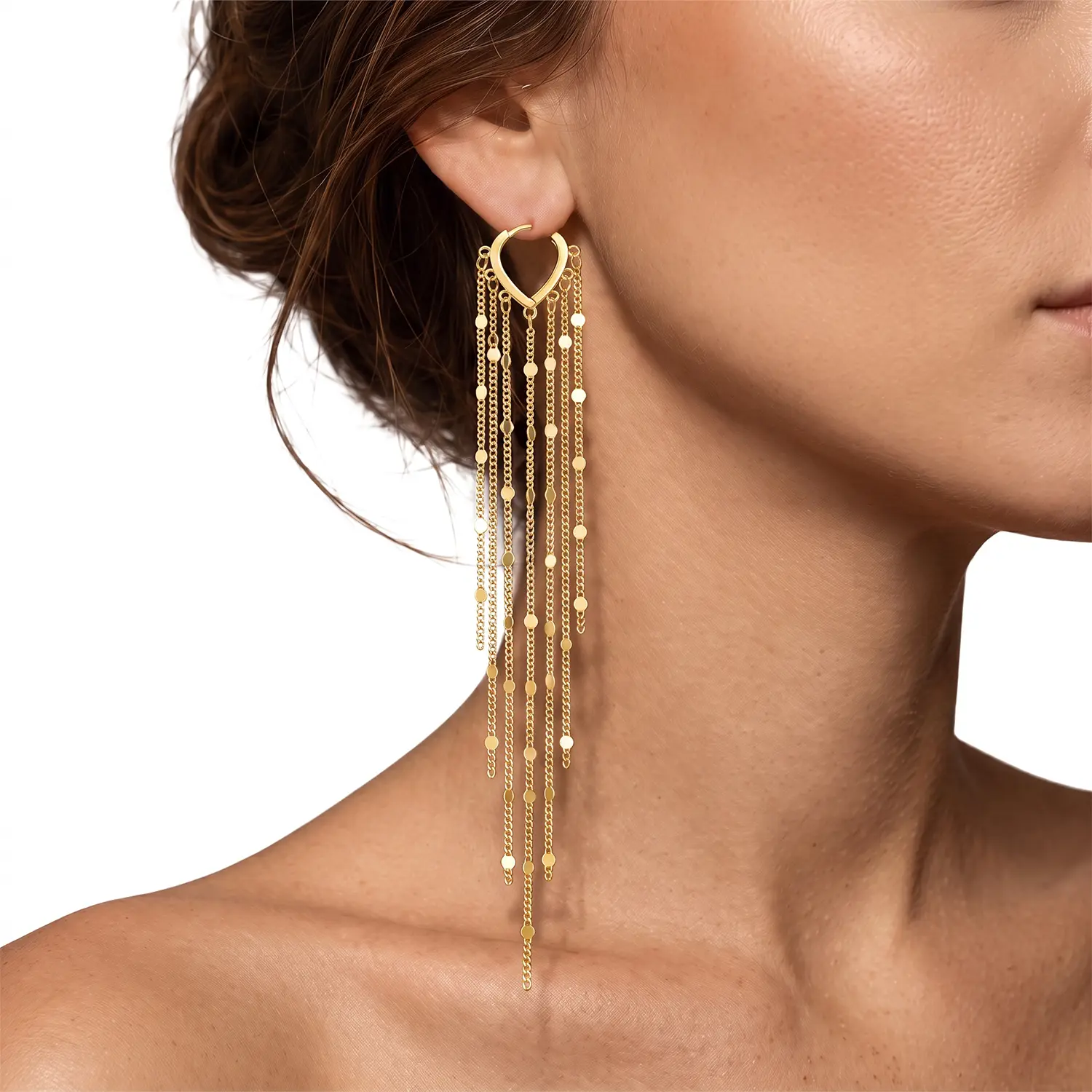 EMPTAN 14K Gold Plated Long Tassel Earrings for Women, Trendy Chain Fringe Dangle Earrings, Hypoallergenic Statement Drop Earrings for Wedding Party Prom, Jewelry Gifts for Mom, Wife, Girlfriend