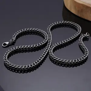 Men's Retro Stainless Steel Cuban Chain Necklace - Vintage Streetwear Titanium Steel Accessory 26" Length 7mm Wide Hypoallergenic Lobster Clasp