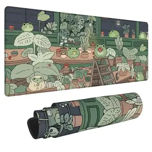 Frog Pattern Mouse Pad, Large Gaming Mouse Pad, Keyboard Desk Mat, Non-slip Rubber Base Mouse Pad, Stitched Edges Keyboard Desk Pad for School Office Home, Non Slip Mousepad, Extended Mousepad, Gaming Items, Gaming Desk Accessory