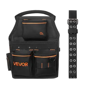 VEVOR 14-Pocket Heavy-Duty Tool Bag Organizer with Detachable Adjustable Belt, 32-50 In Waist Utility Work Pouch for Professional Electricians