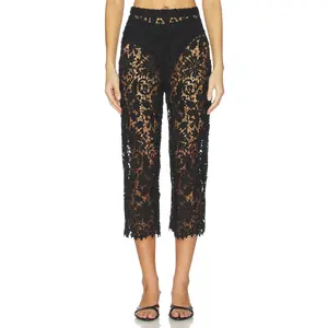 La Porte Gabrielle Lace Capri in Black