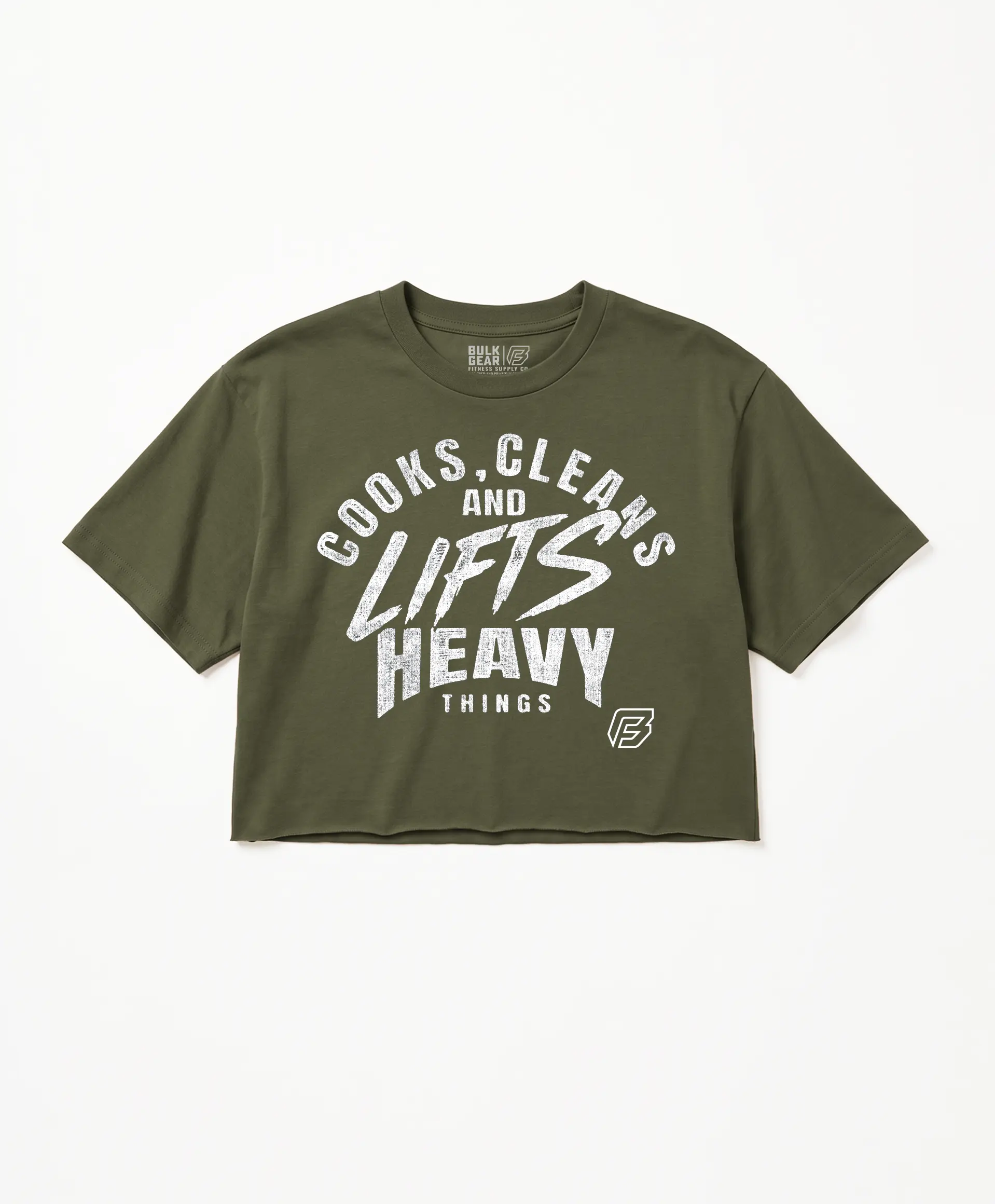 "COOKS AND CLEANS" Crop Top (MILITARY)