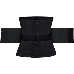 Latex Waist Trainer Double Belt Corset for Women Adjustable Corset Belly Reducing Fajas (Color : Black, Size : X-6XL) Shapewear Curvy Fit Clothes Breathable Compression Everyday Fabric