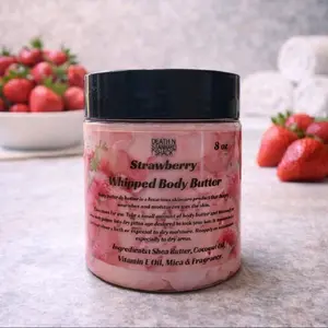 Strawberry scented handmade whipped body butter moisturizing nourishing