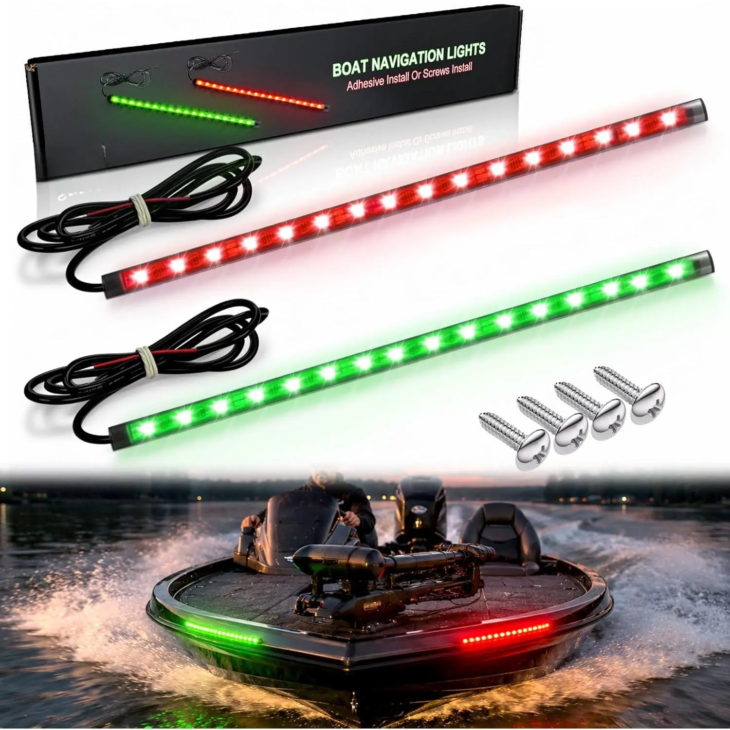 Boat LED Boat Navigation Light, Red and Green Marine Navigation Lights for Boats led, Boat Bow Lights for Night Fishing Night Boating, Nav Light for Bass Boats, Pontoon, Jon Boats