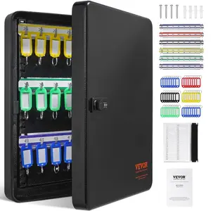 VEVOR 200 - Key Cabinet, Key Lock Box with Adjustable Racks, Security Key Storage Box Steel, Key Organizer with 200 Colorful Key Tags and 4 Record Cards for School, Office, HotelVEVOR Super Brand Day