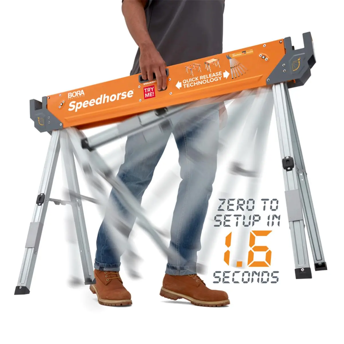 212 MAIN Speedhorse Sawhorse with Handle, 31.5 x 45 in., 1500 lbs Capacity (Bora 2005888 Portamate Model)