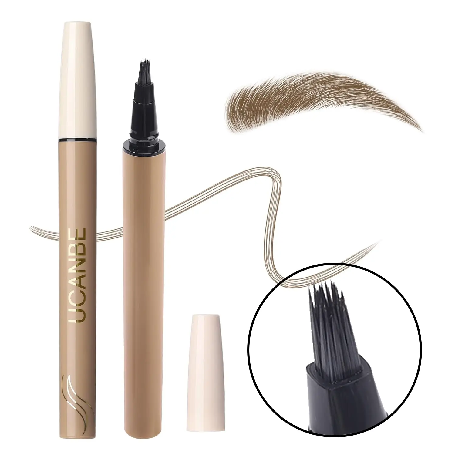 UCANBE 2PCS 4D Brow Pen Set - Waterproof Microblading Eyebrow Pencil for Natural Brow Makeup, Eyelash Line Definition (2pcs brown, 2-piece set), Two Piece Set