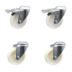Service Caster SCC-SSBHTTL20S414-NYS-2-S-2 Stainless Steel Nylon Swivel Bolt Hole Caster with 4 x 1.25 in. White Wheels - Set of 4
