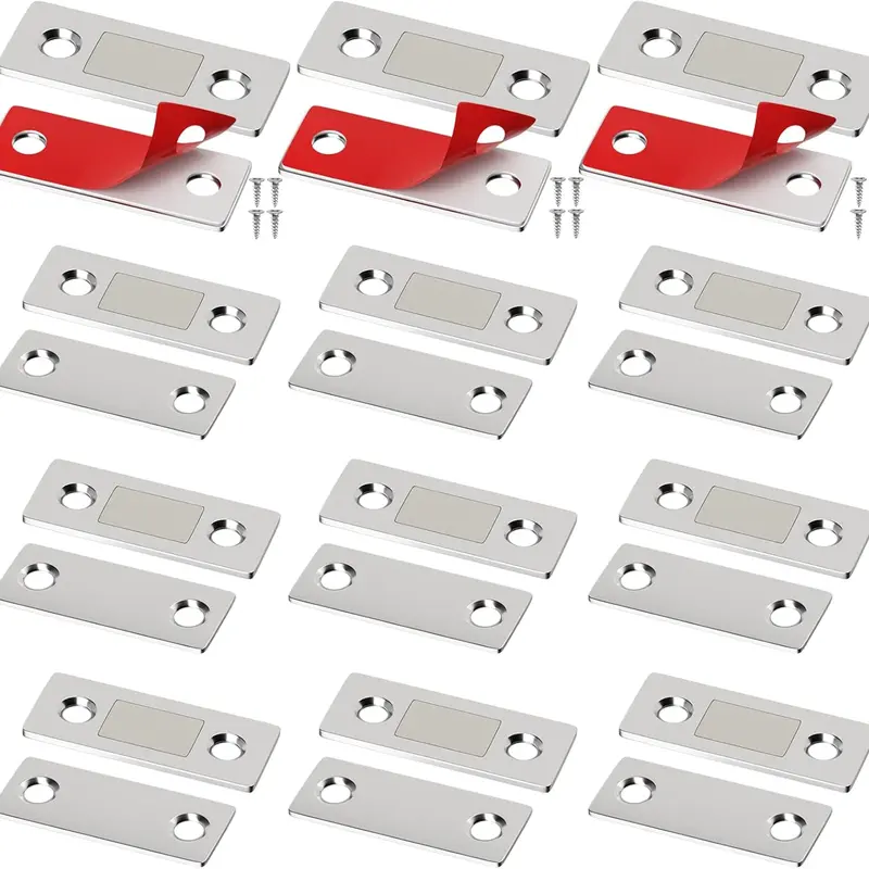 Dazone Steel Hardware Cabinet Magnetic Catch, 1-20Pcs 4mm Thick 18 lbs Catch with Screws & Adhesive for Cabinet Doors, Bathroom Closets, Kitchen Drawers, Double Side Adhesive, Indoor And Outdoor