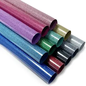 Heat Transfer Vinyl HTV Bundle - 12 Sheets, Glitter 12"x10" Iron on Vinyl for Cricut & Silhouette Cameo - HTV Easy to Cut & Weed for T Shirts, Caps & Other Crafting