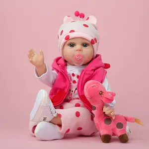 Rebomn Baby Dolls 22 Inch -Realistic Baby Doll Toddler Girl with Hair Weighted Lifelike Baby Vinyl Limbs &Soft Cloth Body Feeding kit Toys Birth Certificate Accessories Gifts for kids Age 3+