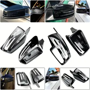 Boujee Car Accessories Horn-Style Carbon Fiber Side Mirror Covers for Mercedes Benz A B C E S CLA GLK GLA - Premium Gloss Black Vehicle Accessories Exterior Car Decoration Replacement Caps