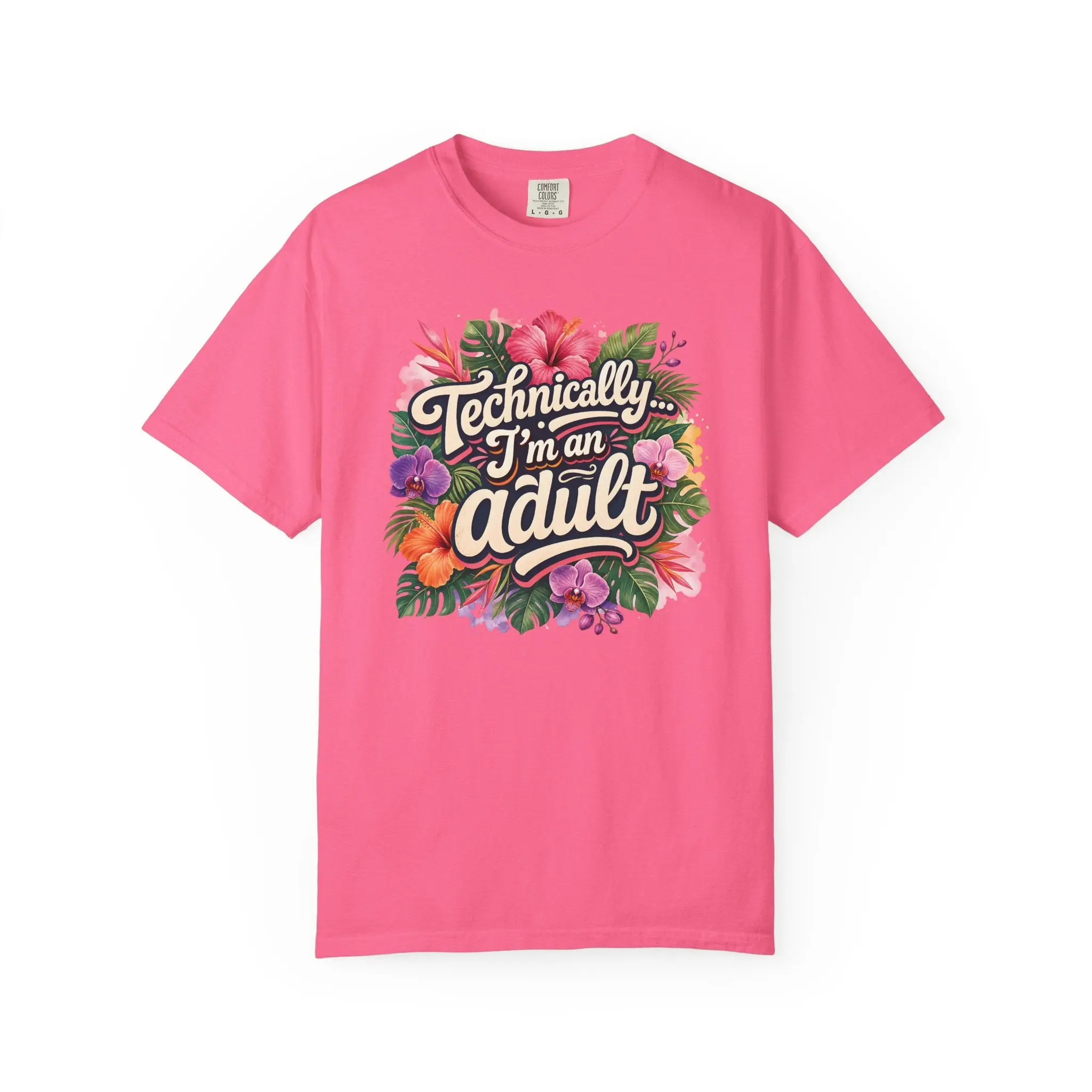 Technically I’m an Adult T-Shirt — Floral ADHD ASD Funny AuDulting T-Shirt