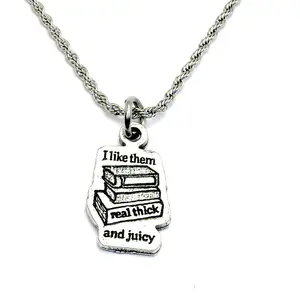 I like them real thick and juicy stack of books 20" Chain Necklace