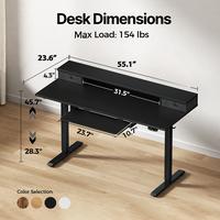 Black/55.1“ - with Drawers & Keyboard Tray