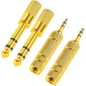 4 Pack Headphone Jack Adapter - 3.5mm (1/8 inch) Male to 6.35mm (1/4 inch) Female and 6.35mm (1/4) to 3.5mm (1/8) Audio Adapter for Player, Headphone, Guitar Amplifier