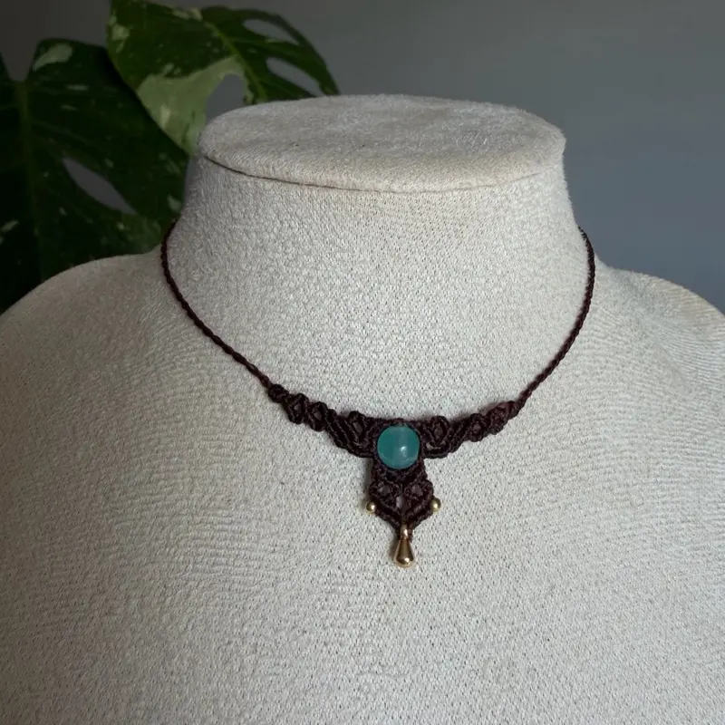Handmade Macrame choker with amazonite