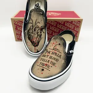 Heart Anatomy Vans Slip ons