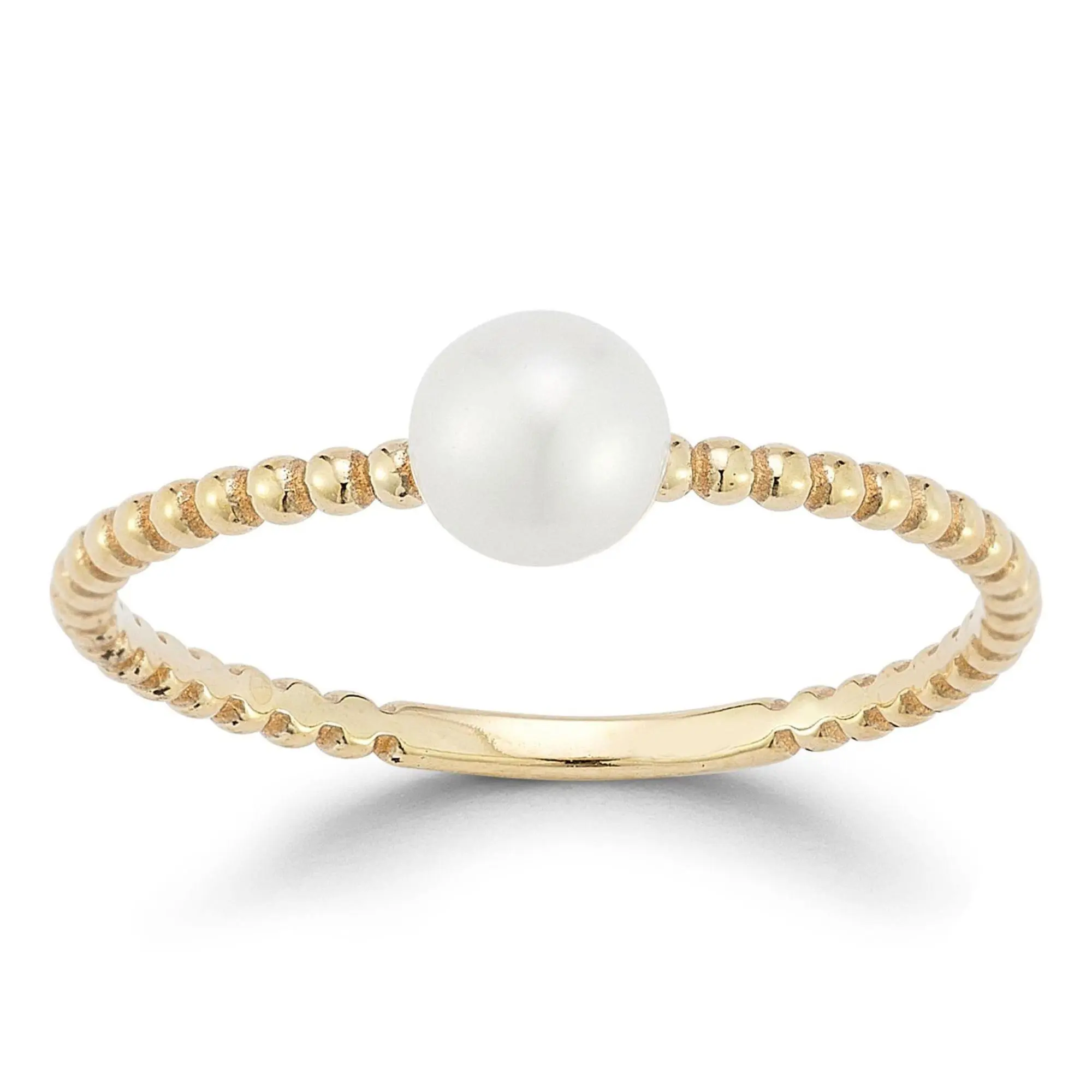 Italian Gold Cultured Pearl Beaded Band Ring, 14K