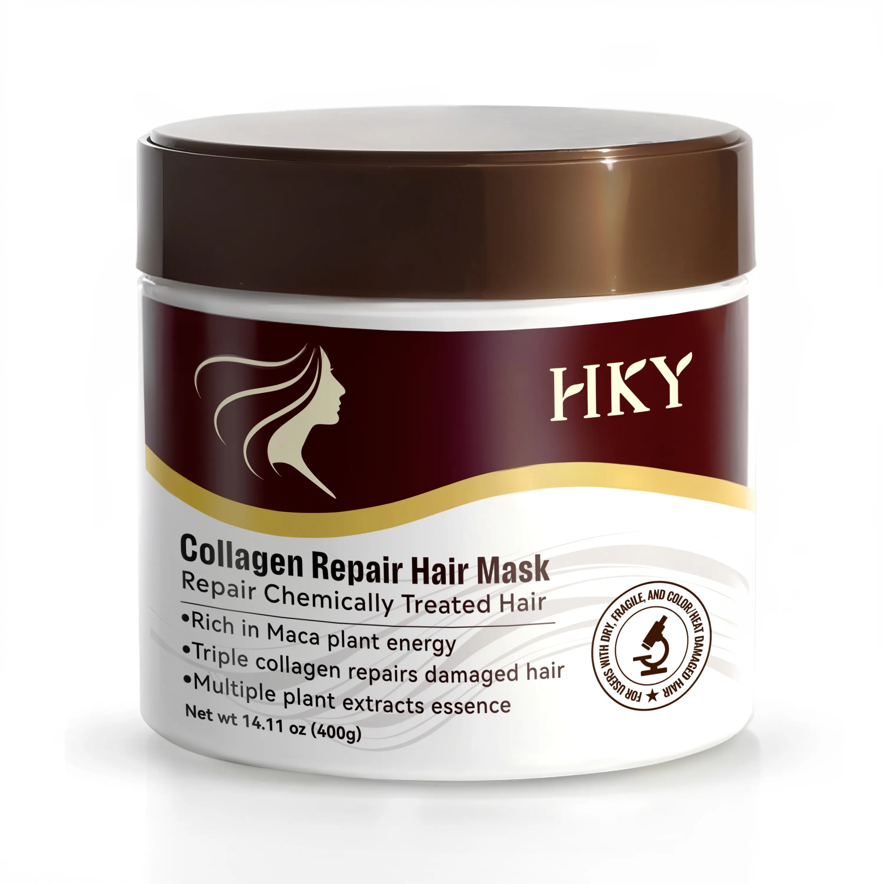 HKY Collagen Repair Hair Mask, a Deep Hydrating Haircare Treatment with Maca & B5 for Dry, Damaged, Color-Treated & Frizzy Hair, Fragrance Free, 400g, Hydrating Moisturizing Hair