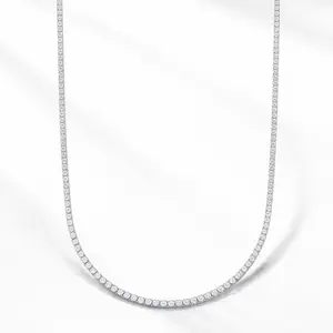 Simulated Diamond Tennis Necklace for Women, Classic 18"/20''/22" with Secure Box Clasp Safety Latch