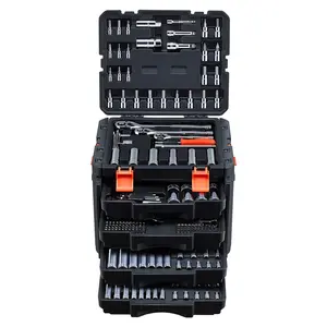 VEVOR Mechanics Tool Set, 297-Piece Mechanic Tool Kit, 1/4 in, 3/8 in, and 1/2 in Drive, SAE and Metric Socket Set, Wrenches, Screwdriver Bits, Accessories, and Storage Case, for Automotive Repair Socket Tool Kit