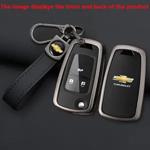 Zinc Alloy Leather Car Key Case Cover, Compatible with Chevrolet Camaro Cruze Ss Sonic Spark Aveo Epica, Buick Lacrosse Encore Gl8 Regal