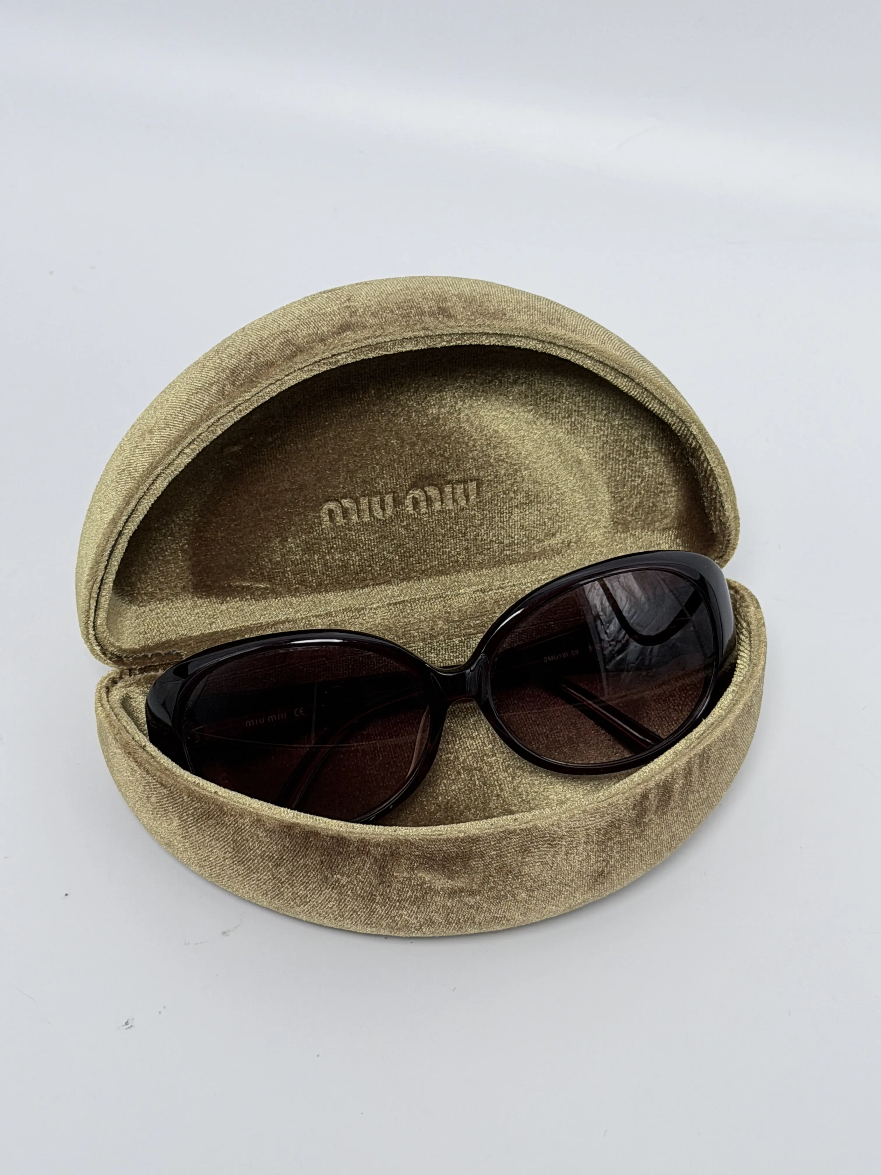 Pre-owned Miu Miu SMU19I Burgundy Oval Sunglasses MM003S